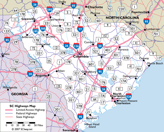 map-of-south-carolina-highways