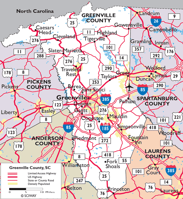 Greenville Sc Maps And Surrounding Areas - Carmon Allianora