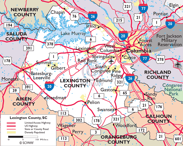 Map Of Lexington County Sc Lila Shelba