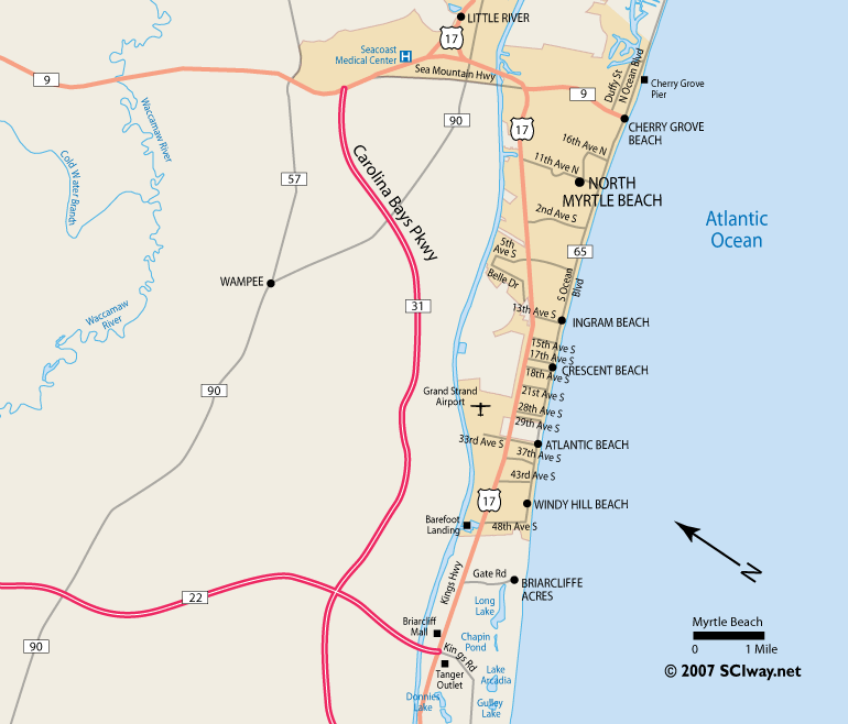 North Myrtle Beach Sc Map 